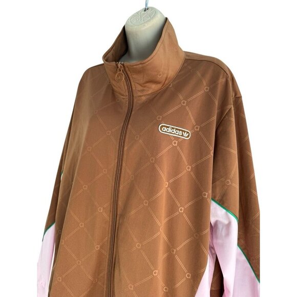 Adidas Woman's Sz 3X Retro Luxury Track Full Zip Jacket Brown Pink - Picture 3 of 12